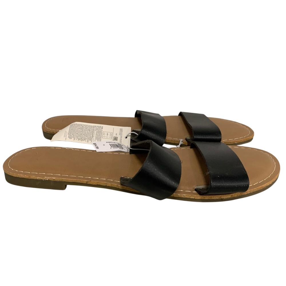 GAP Women's Double Strap Slide Sandals Black Size 9 Minimal Flat Sandals NWT - Picture 4 of 7